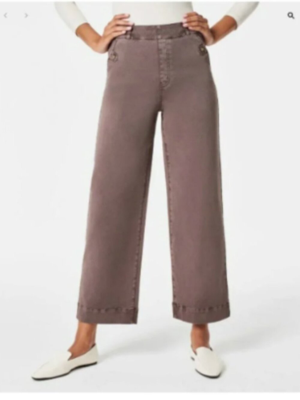 SPANX Pull on Twill Wide Leg Cropped Pants Taupe Brown 3X